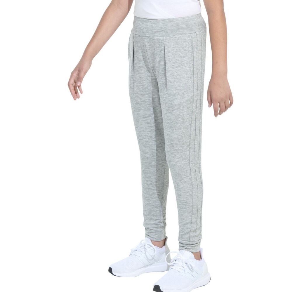 NWT Adidas Heather Gray Girls 3 Stripes Cuffed Slim Fit Joggers SZ Small 7/8